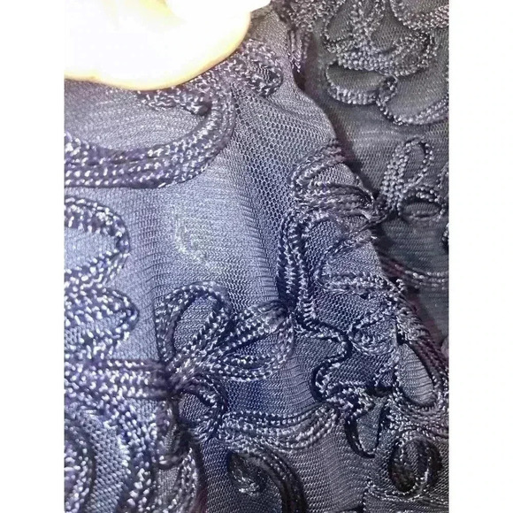 JS COLLECTION Embroidered Soutache Cocktail Sheath Dress Navy Size 4 - Picture 12 of 12